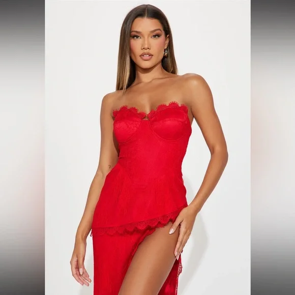 Fashion Nova | Dresses | Fashion Nova Katrina Lace Gown Red | Poshmark
